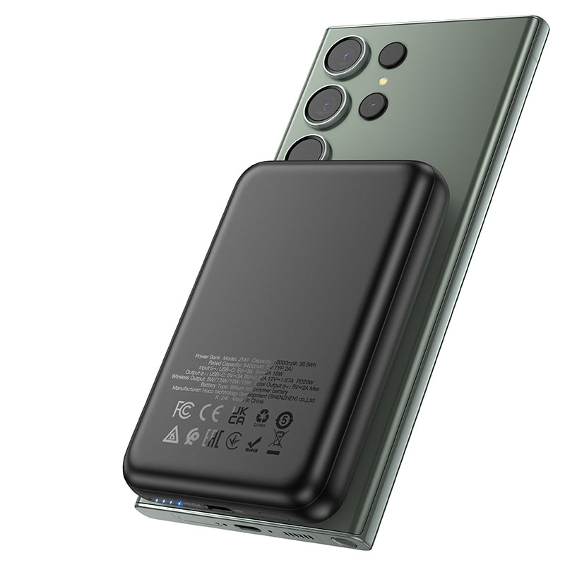 POWER BANK CARGA INALÁMBRICA MAGSAFE 10000MHA HOCO PREMIUM J141 - NEGRO - 2