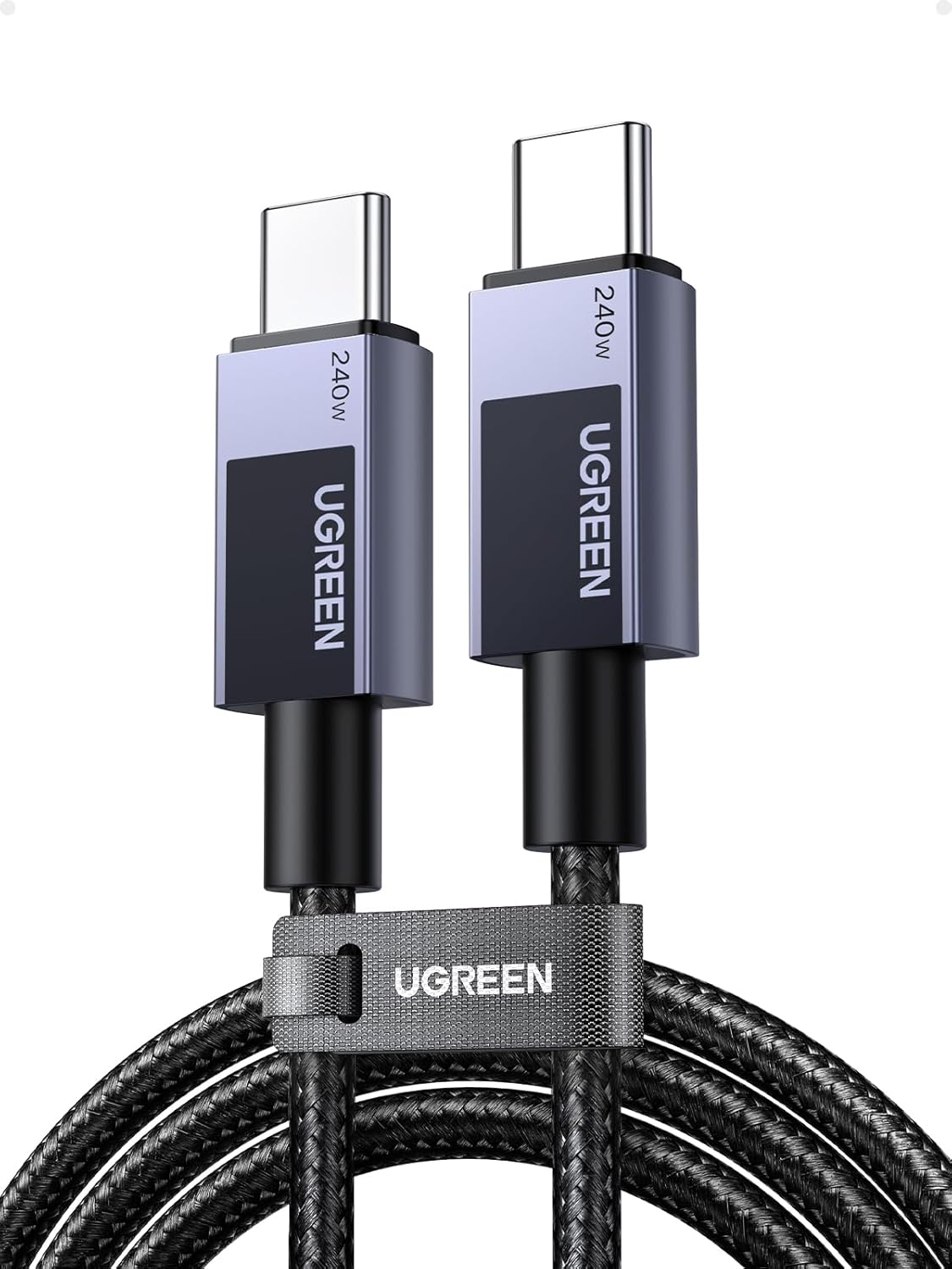 CABLE UGREEN CARGA RAPIDA ENTRADA USB TIPO C 240W 2M TRENZADO - GREY - 1
