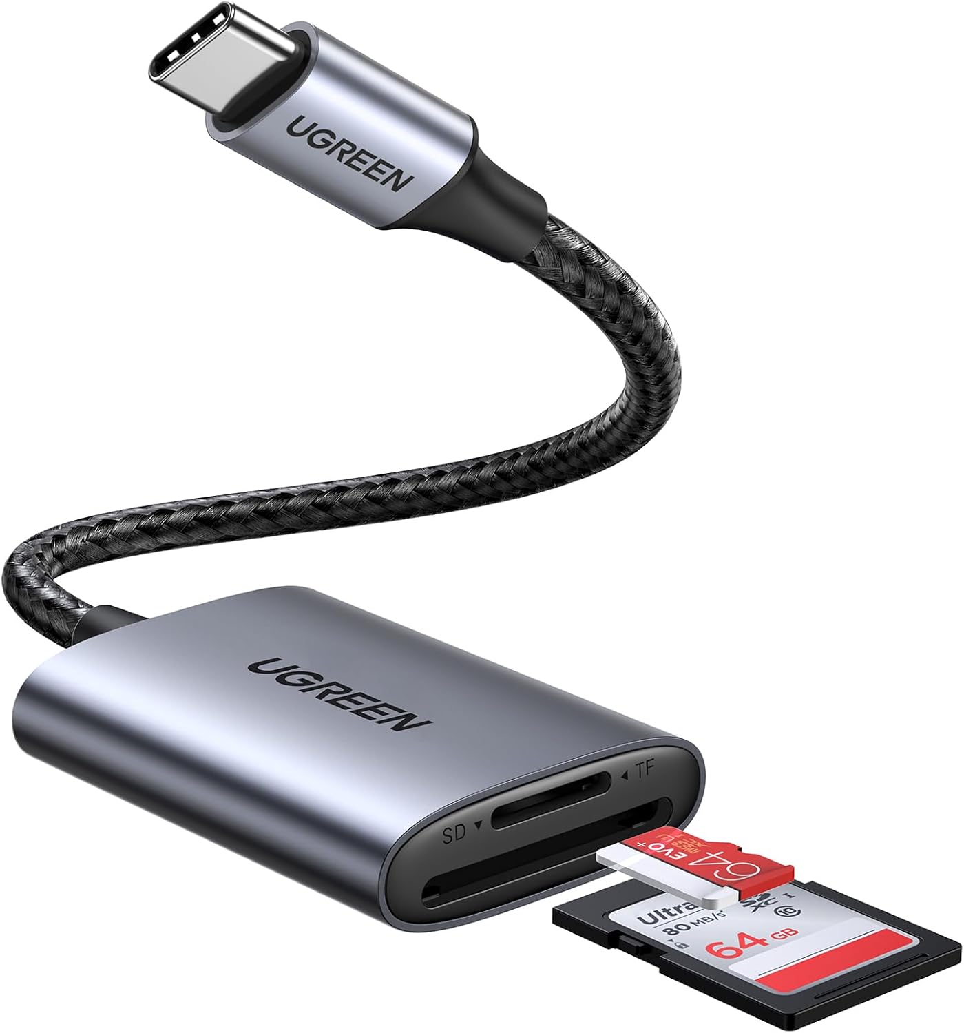 UGREEN LECTOR DE TARJETAS DE MEMORIA USB-C PARA TARJETAS MICRO SD Y TFT ALUMINIO CM401 - 1
