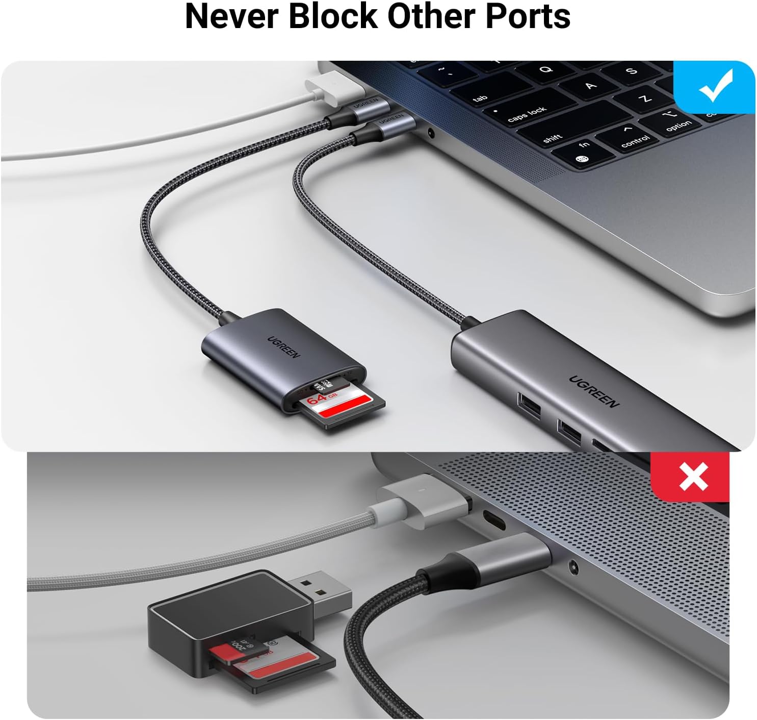 UGREEN LECTOR DE TARJETAS DE MEMORIA USB-C PARA TARJETAS MICRO SD Y TFT ALUMINIO CM401 - 3