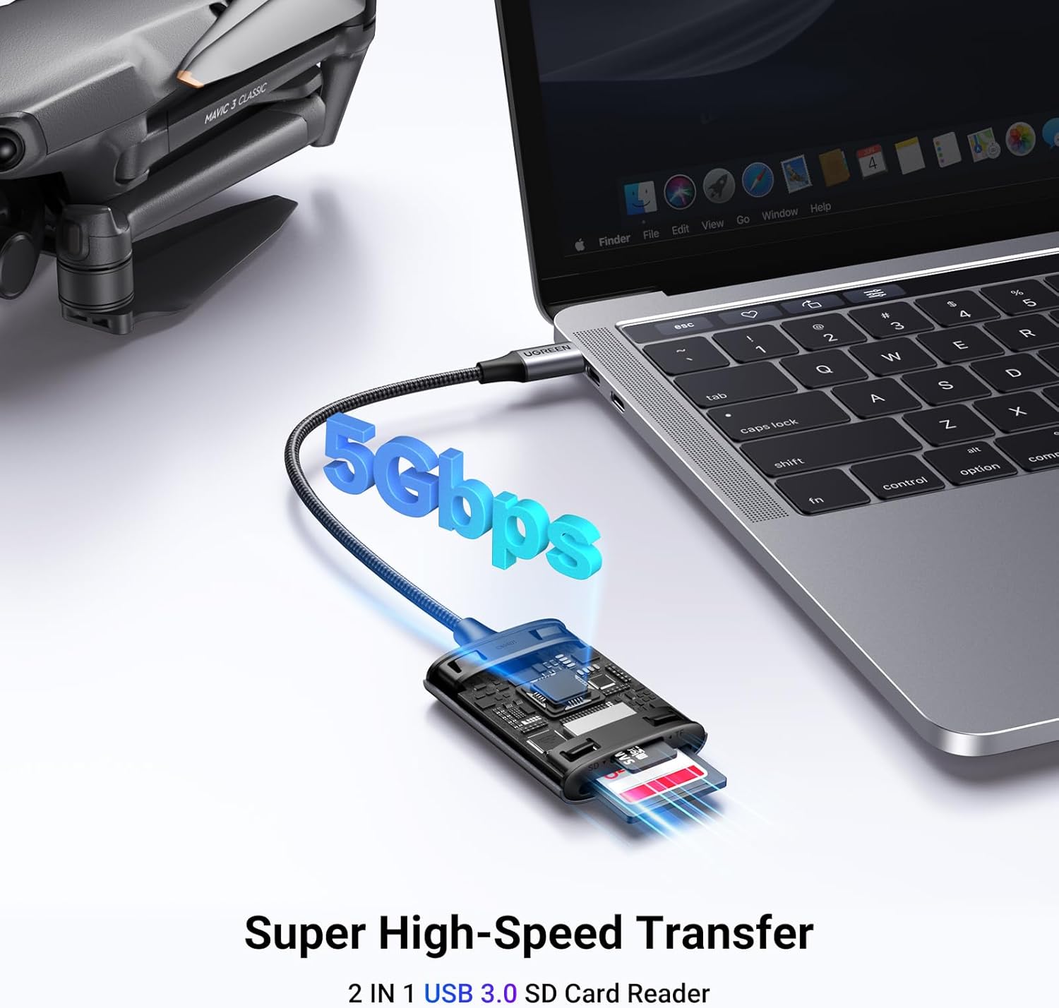 UGREEN LECTOR DE TARJETAS DE MEMORIA USB-C PARA TARJETAS MICRO SD Y TFT ALUMINIO CM401 - 4