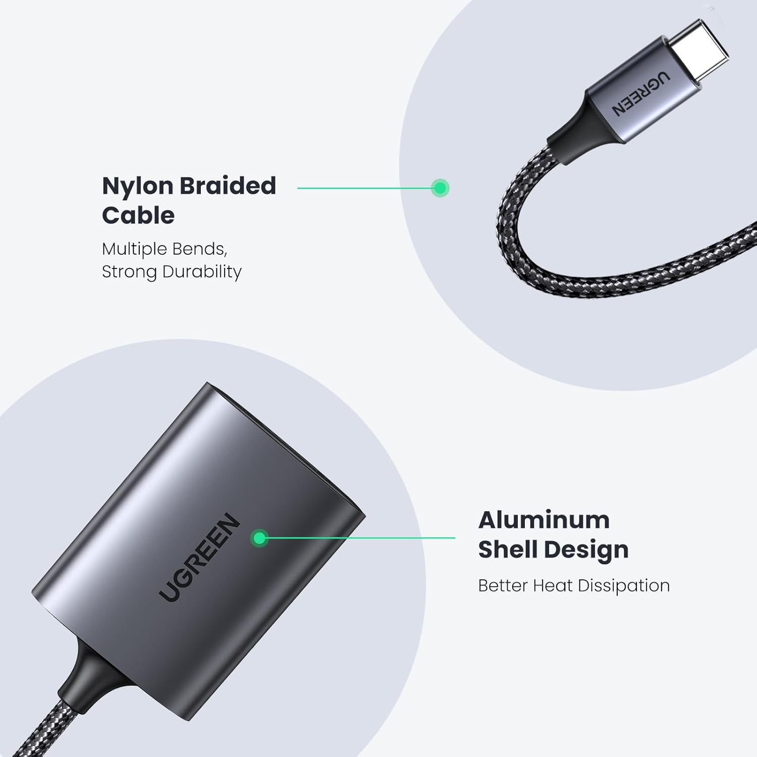 UGREEN LECTOR DE TARJETAS DE MEMORIA USB-C PARA TARJETAS MICRO SD Y TFT ALUMINIO CM401 - 6
