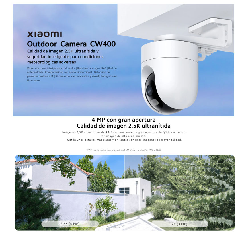 CÁMARA DE SEGURIDAD XIAOMI 2K CW400 IMPERMEABLE PARA EXTERIORES - 4