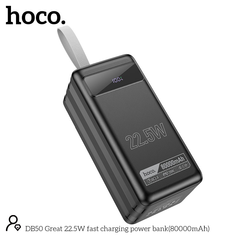 POWER BANK COLOSAL 80000 MAH 22W LED DISPLAY HOCO PREMIUN DB50 - NEGRO - 4
