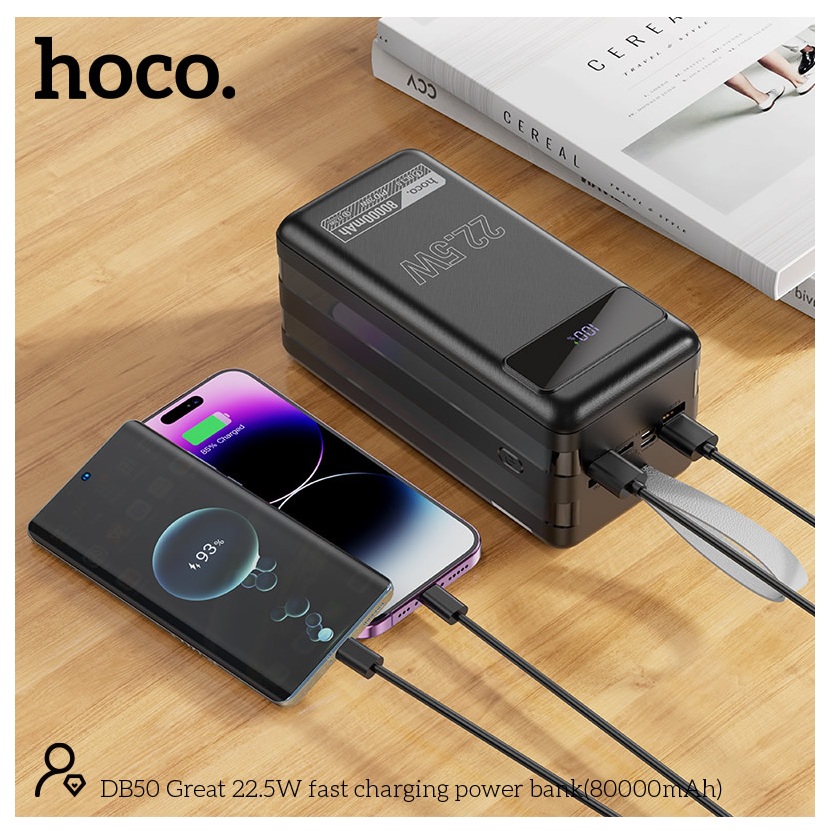 POWER BANK COLOSAL 80000 MAH 22W LED DISPLAY HOCO PREMIUN DB50 - NEGRO - 5