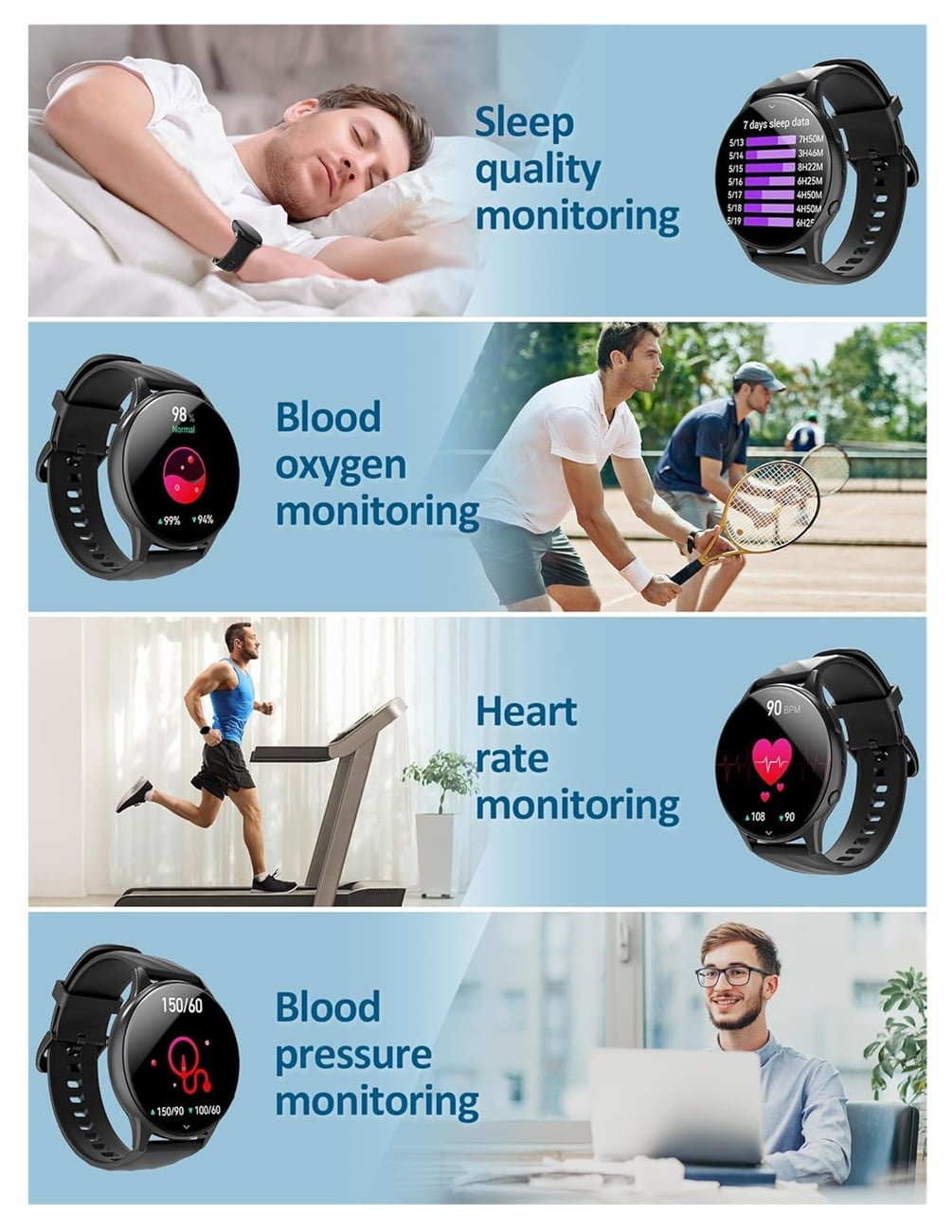 RELOJ INTELIGENTE KUMI GW5 PANTALLA AMOLED DE 1,43 PULGADAS - NEGRO - 2