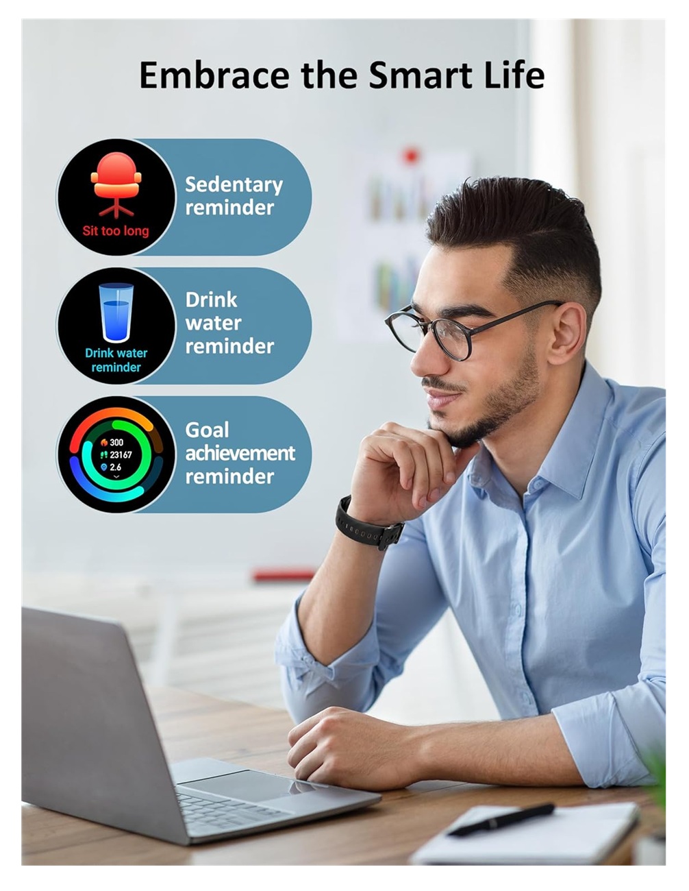RELOJ INTELIGENTE KUMI GW5 PANTALLA AMOLED DE 1,43 PULGADAS - NEGRO - 4