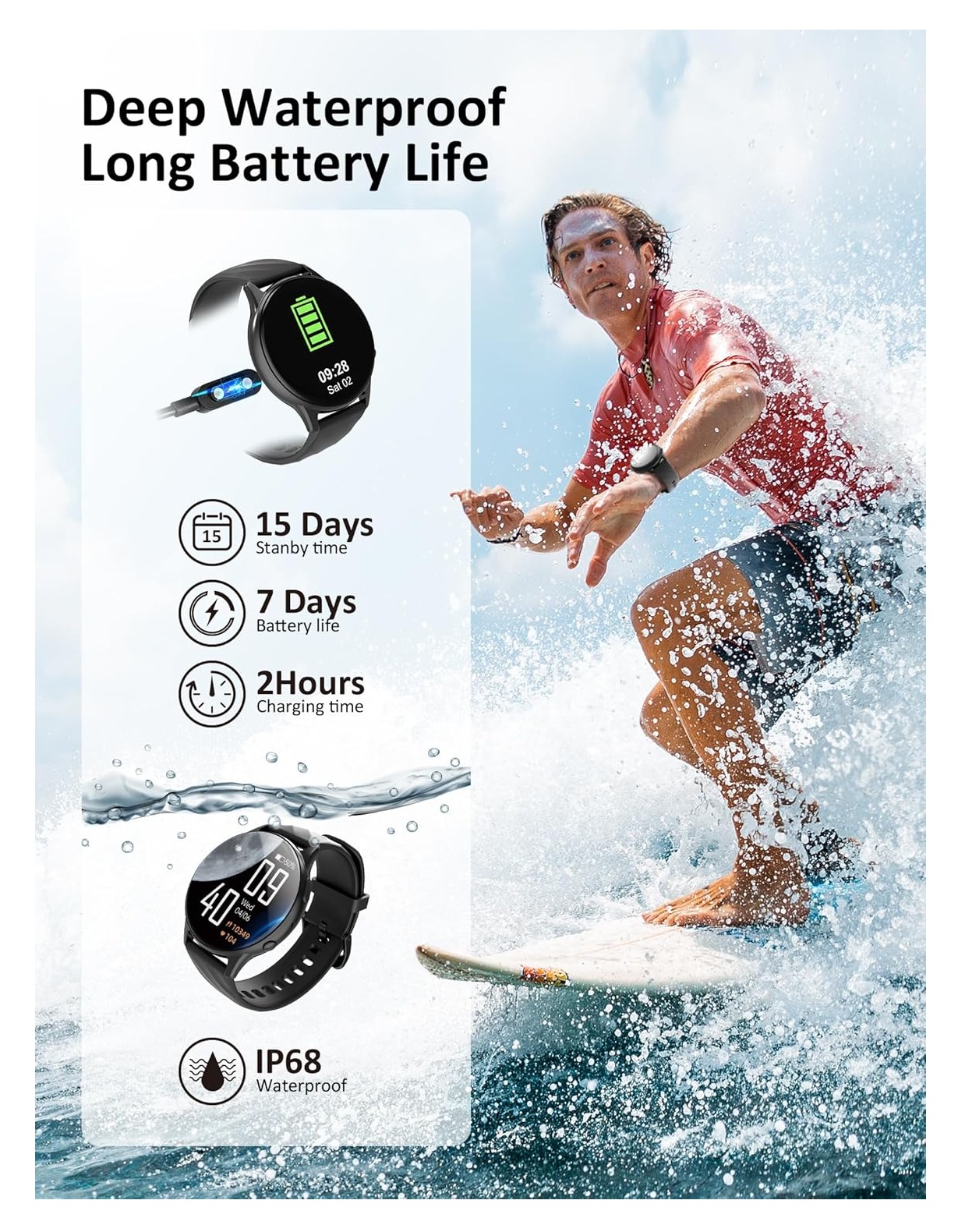RELOJ INTELIGENTE KUMI GW5 PANTALLA AMOLED DE 1,43 PULGADAS - NEGRO - 6