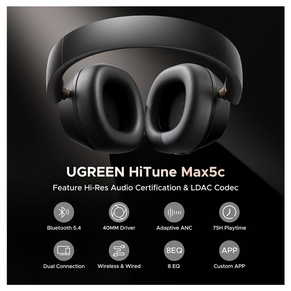 AURICULARES UGREEN HITUNE MAX 5C CANCELACIÓN DE RUIDO ANC - AZUL - 4