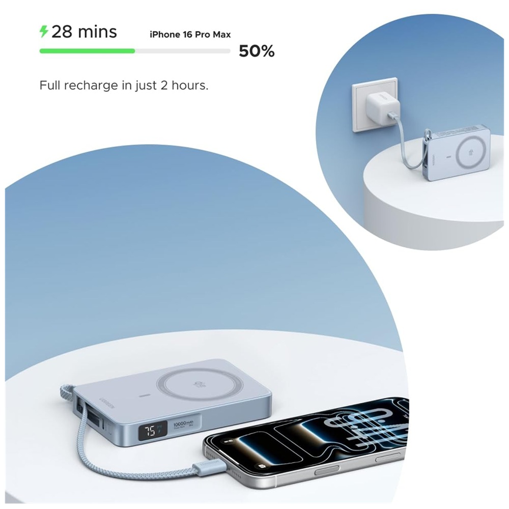 POWER BANK UGREEN MAGFLOW 10000MHA INALÁMBRICA QI2 PB773 25W - 3