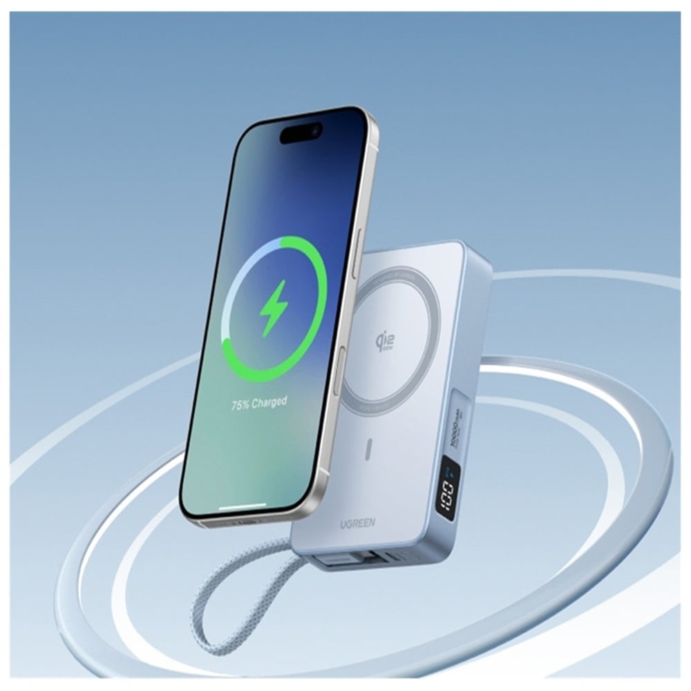 POWER BANK UGREEN MAGFLOW 10000MHA INALÁMBRICA QI2 PB773 25W - 6