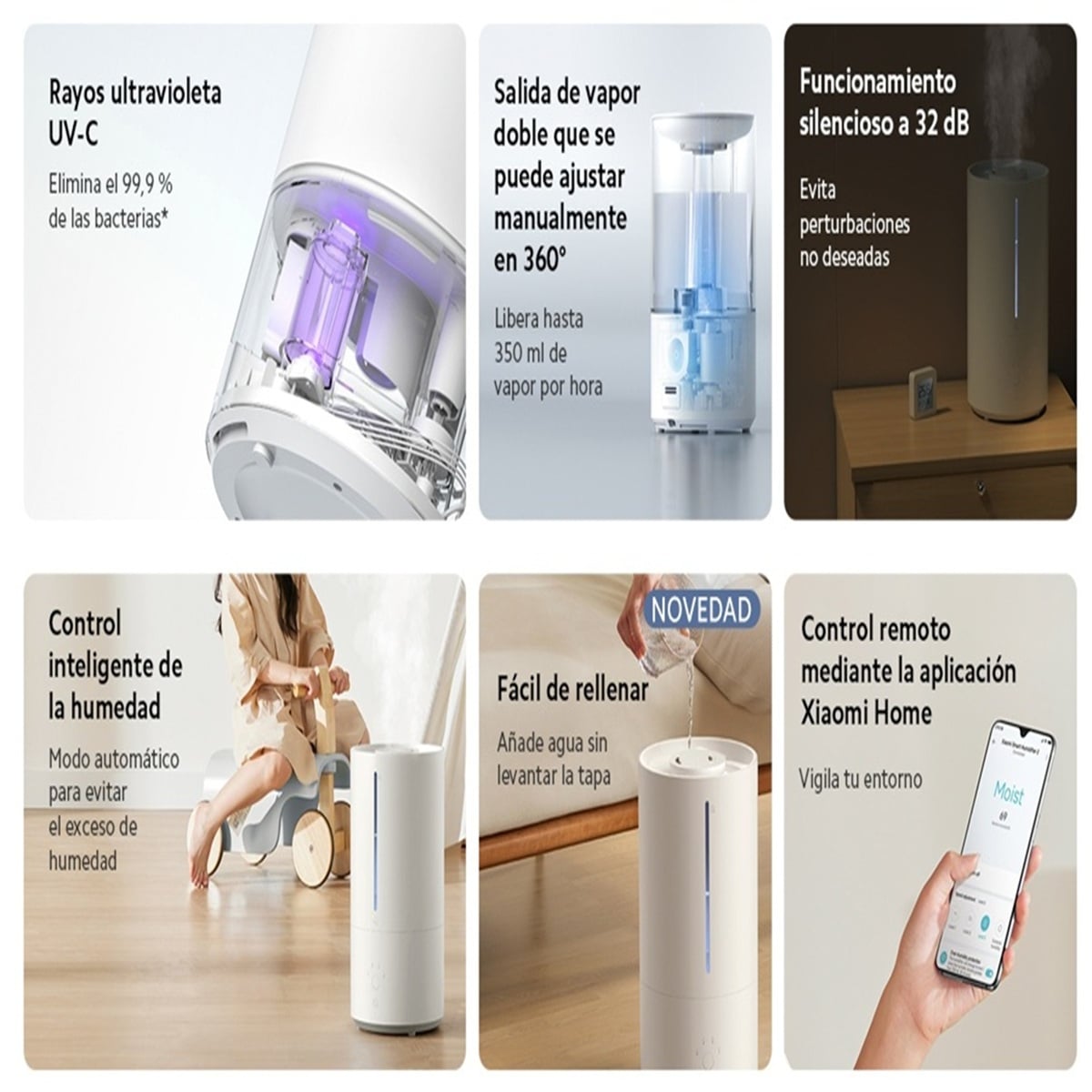 HUMIDIFICADOR INTELIGENTE XIAOMI 2 (EU) 4.5L 350ML/HORA - 2