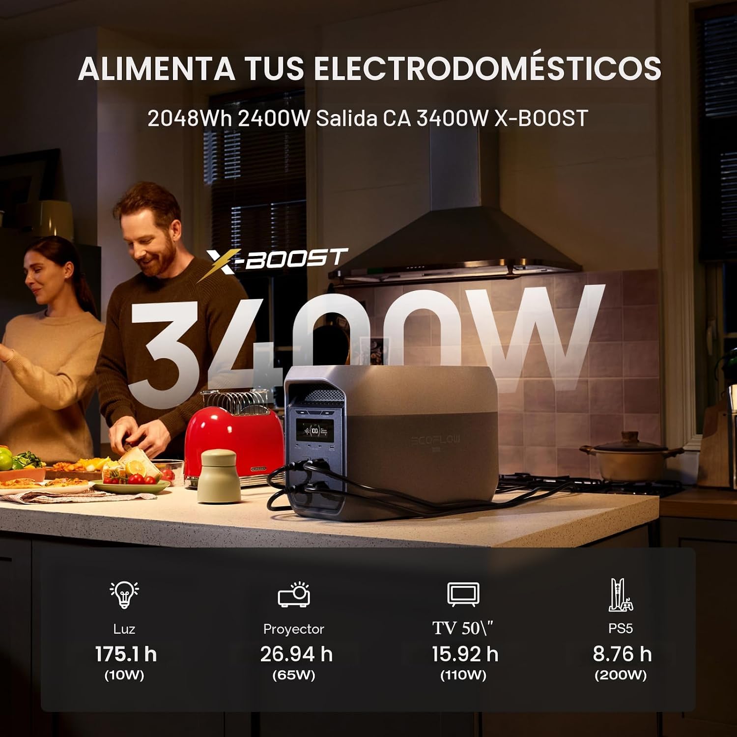 ECOFLOW DELTA 3 MAX, BATERÍA 2048 WH, 2400W X-BOOST DE 3400W - 4