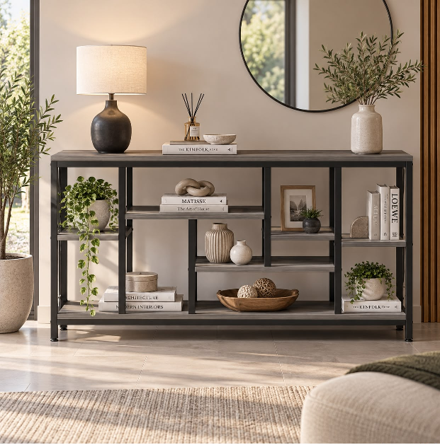 MESA CONSOLA MODERNA ELARA GRIS/NEGRO | DABUILDINGSER - 1
