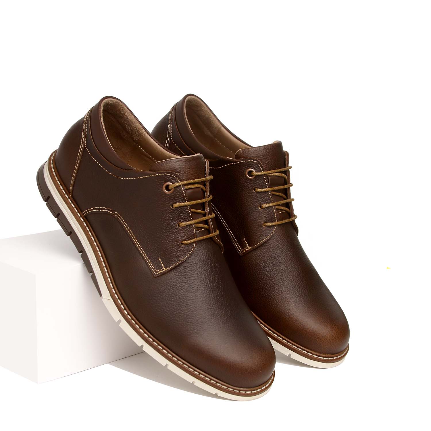 ZAPATO CASUAL DE CABALLERO EN CUERO 100% – MODELO H-2465 MONTERREY COLOR TABACO - 1