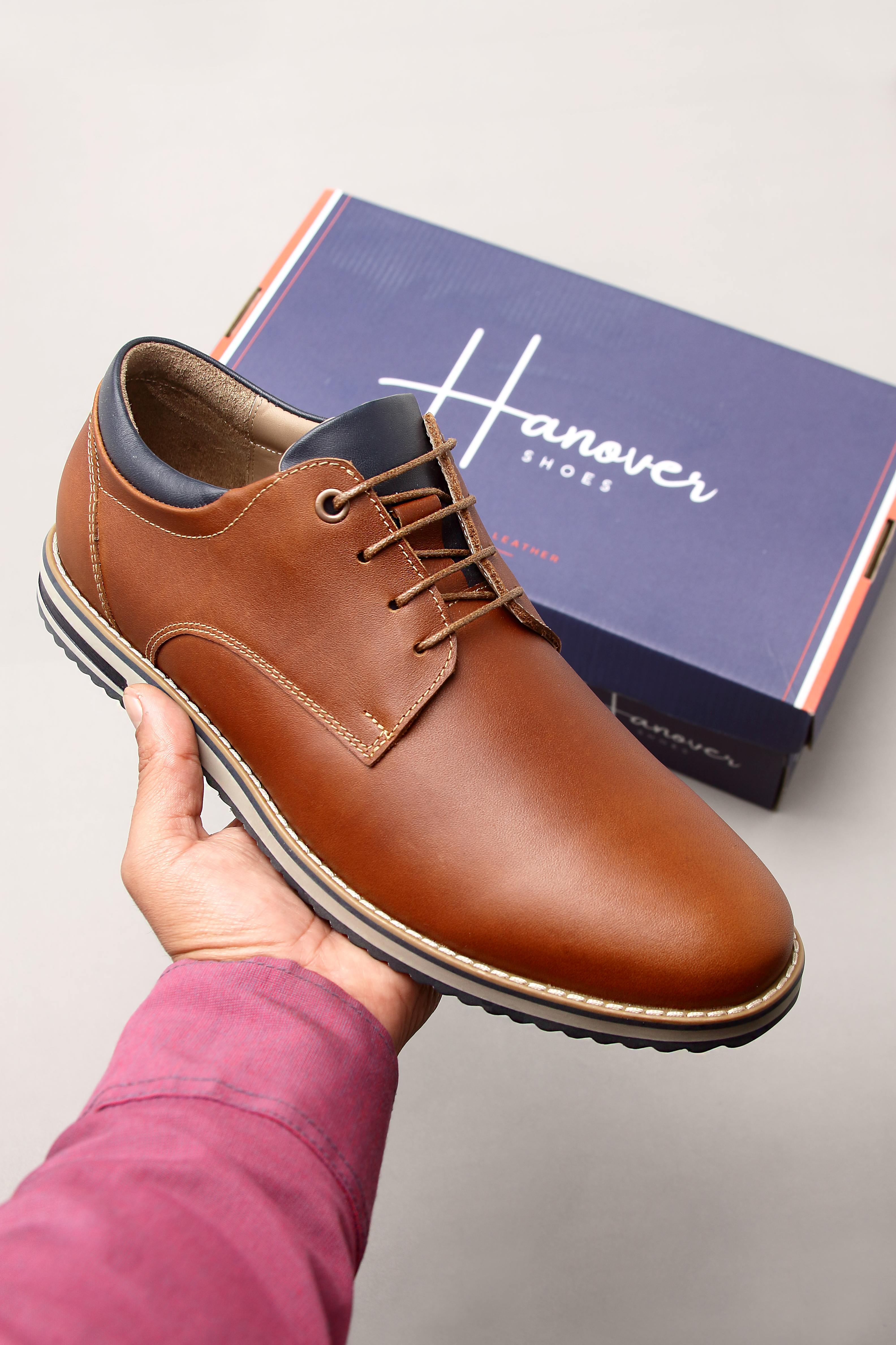 ZAPATO CASUAL DE CABALLERO EN CUERO 100% – MODELO H-2465 MONTERREY COLOR TABACO - 1