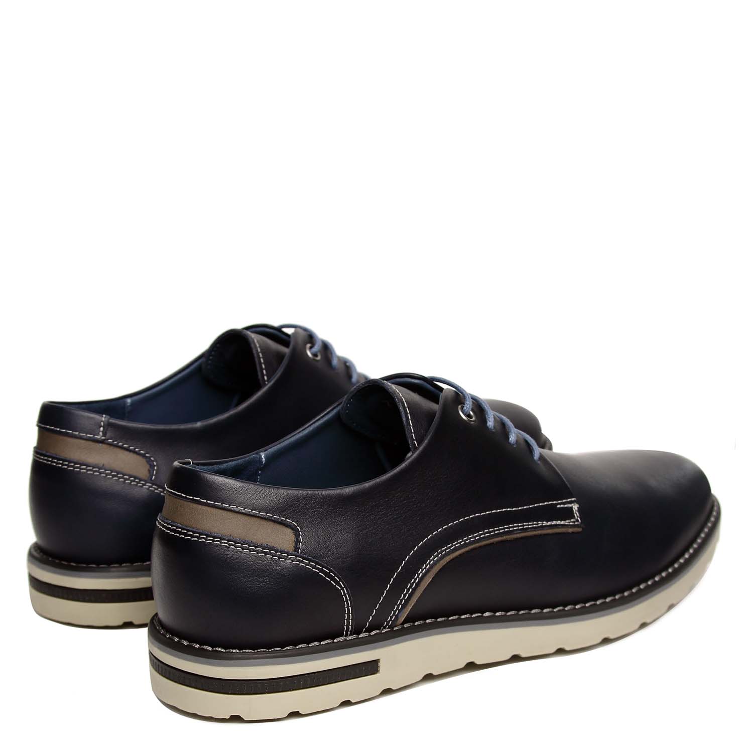 ZAPATO CASUAL DE CABALLERO EN CUERO 100% – MODELO H-2477 PULL UP COLOR AZUL MARINO - 3