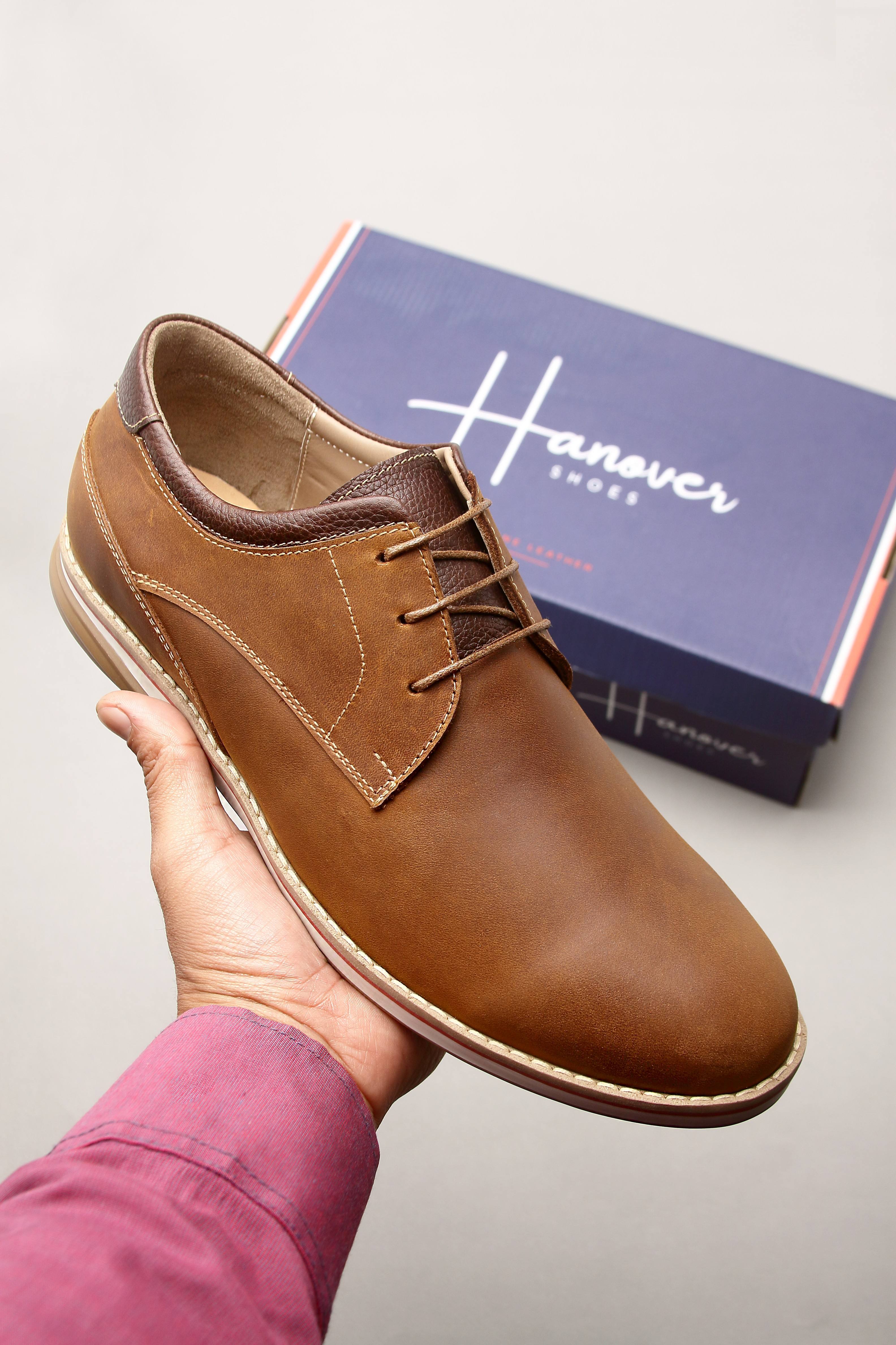 ZAPATO CASUAL HANOVER DE CUERO 100% – MODELO H-2470 CERATO COLOR HABANO - 1