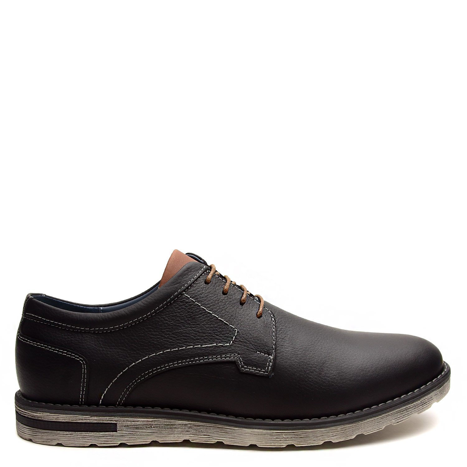 ZAPATO CASUAL HANOVER EN CUERO 100% – MODELO H-2468 RUSTICO COLOR NEGRO - 3