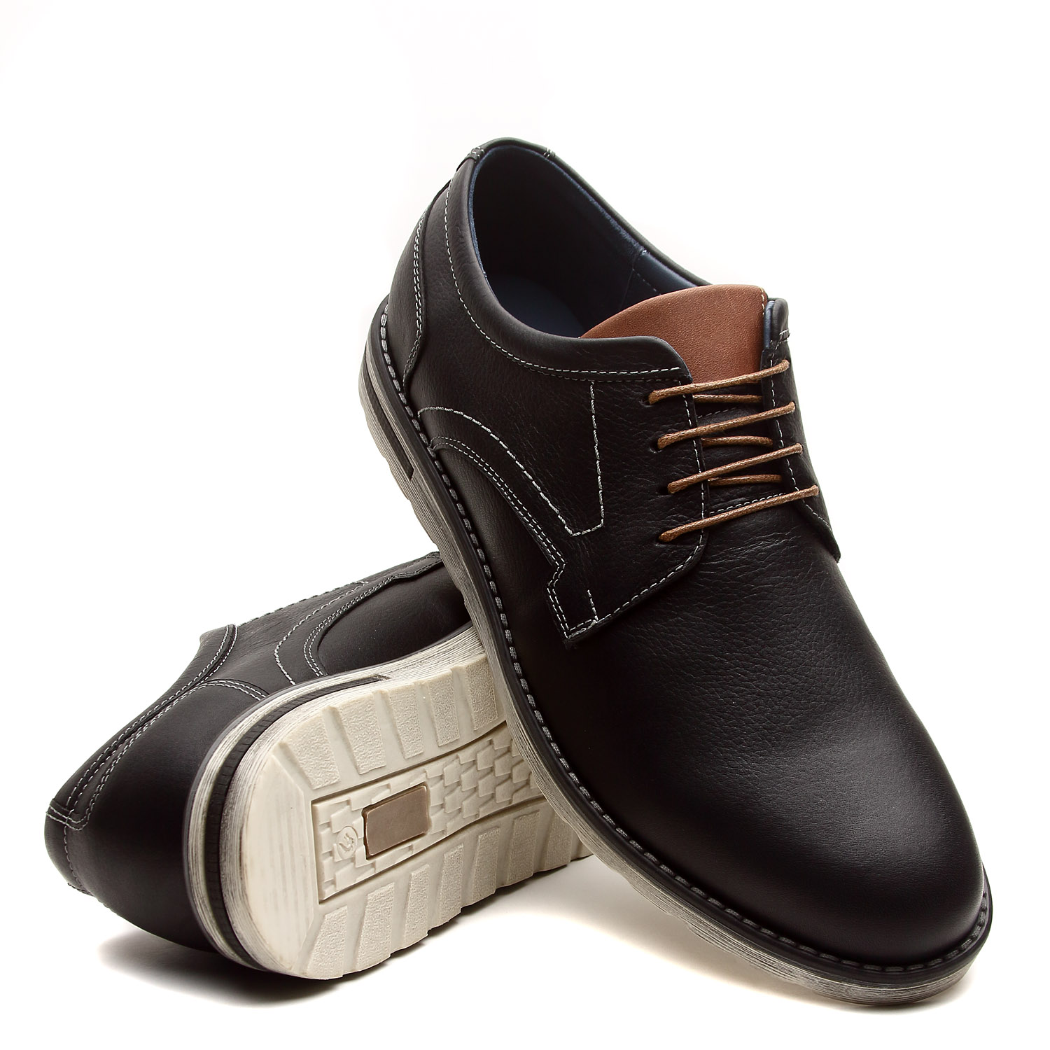 ZAPATO CASUAL HANOVER EN CUERO 100% – MODELO H-2468 RUSTICO COLOR NEGRO - 4