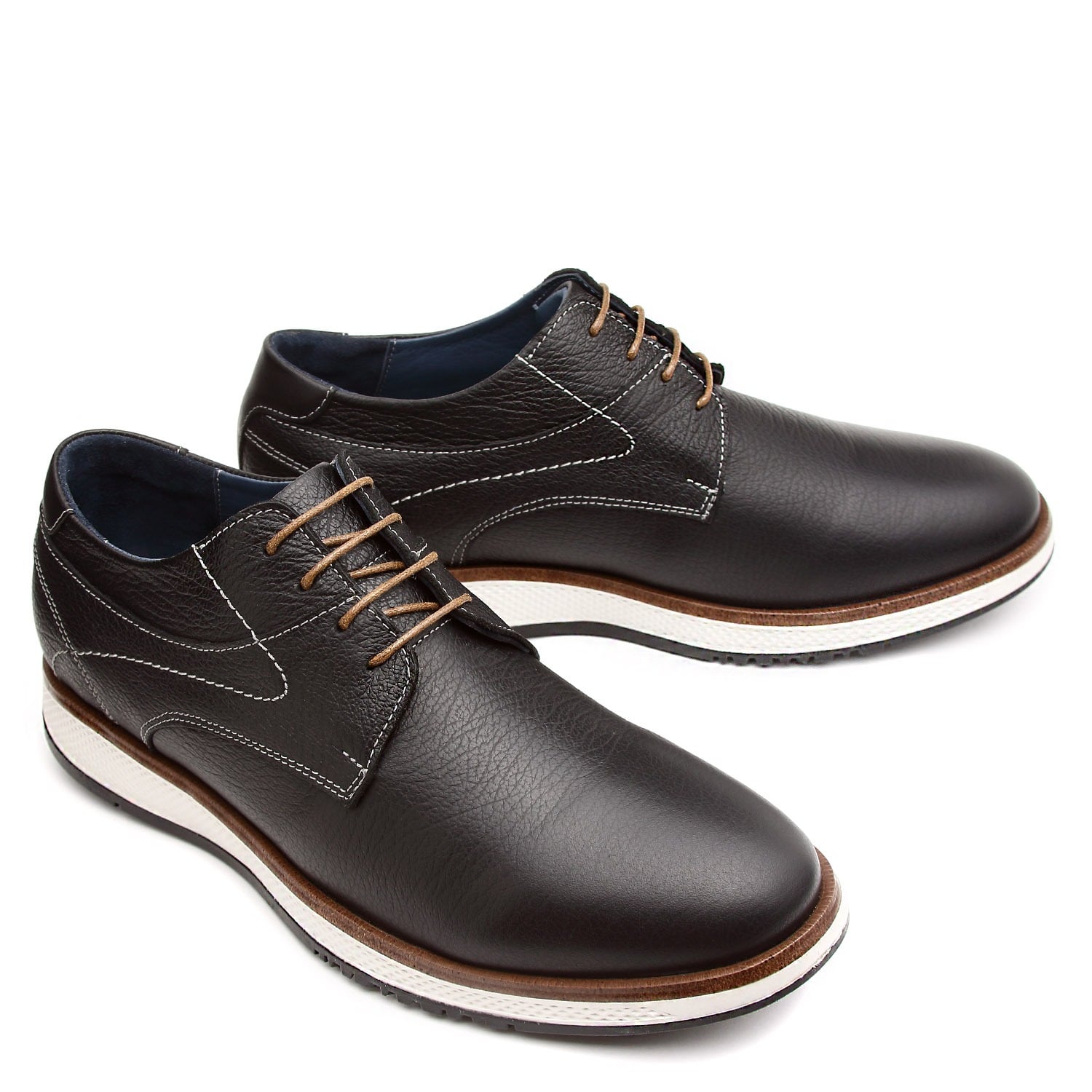 ZAPATO CASUAL HANOVER DE CUERO 100% MODELO H-2493 CRUST COLOR NEGRO - 1