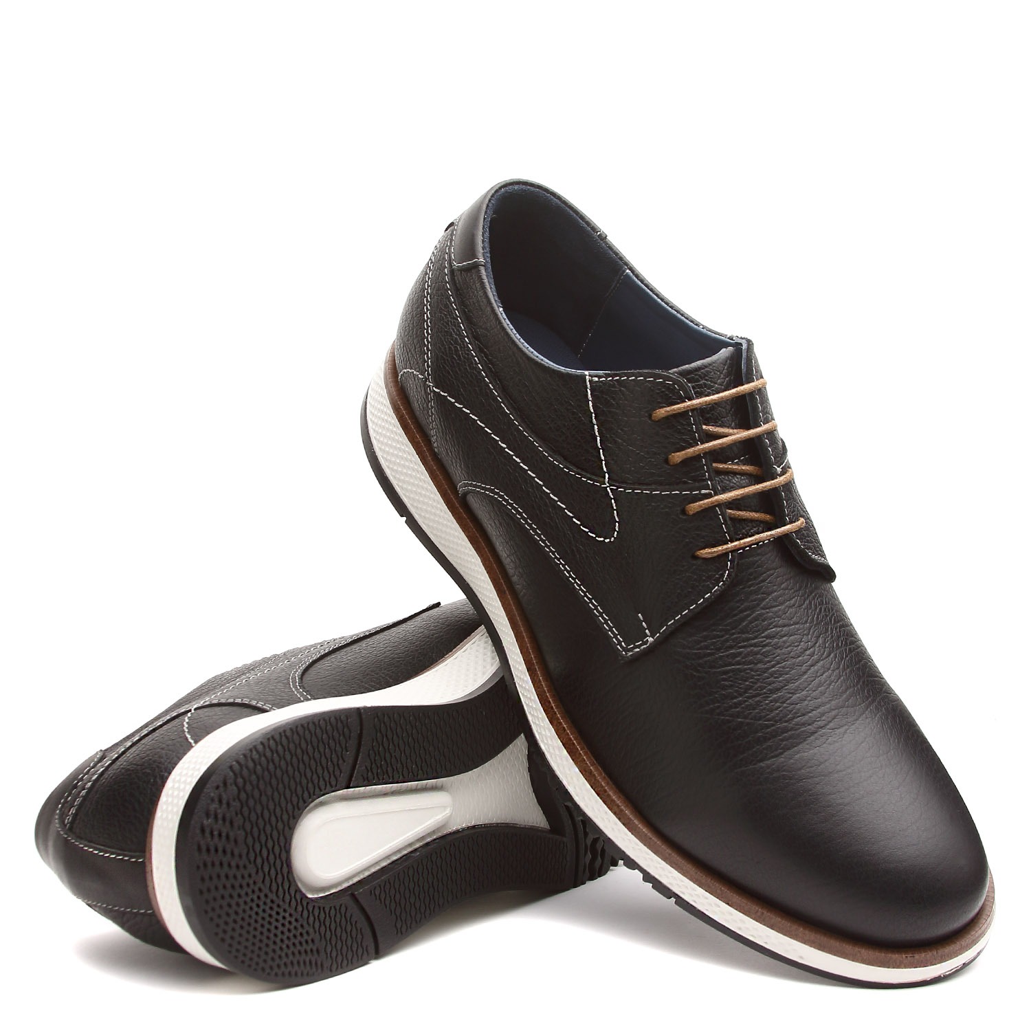 ZAPATO CASUAL HANOVER DE CUERO 100% MODELO H-2493 CRUST COLOR NEGRO - 4