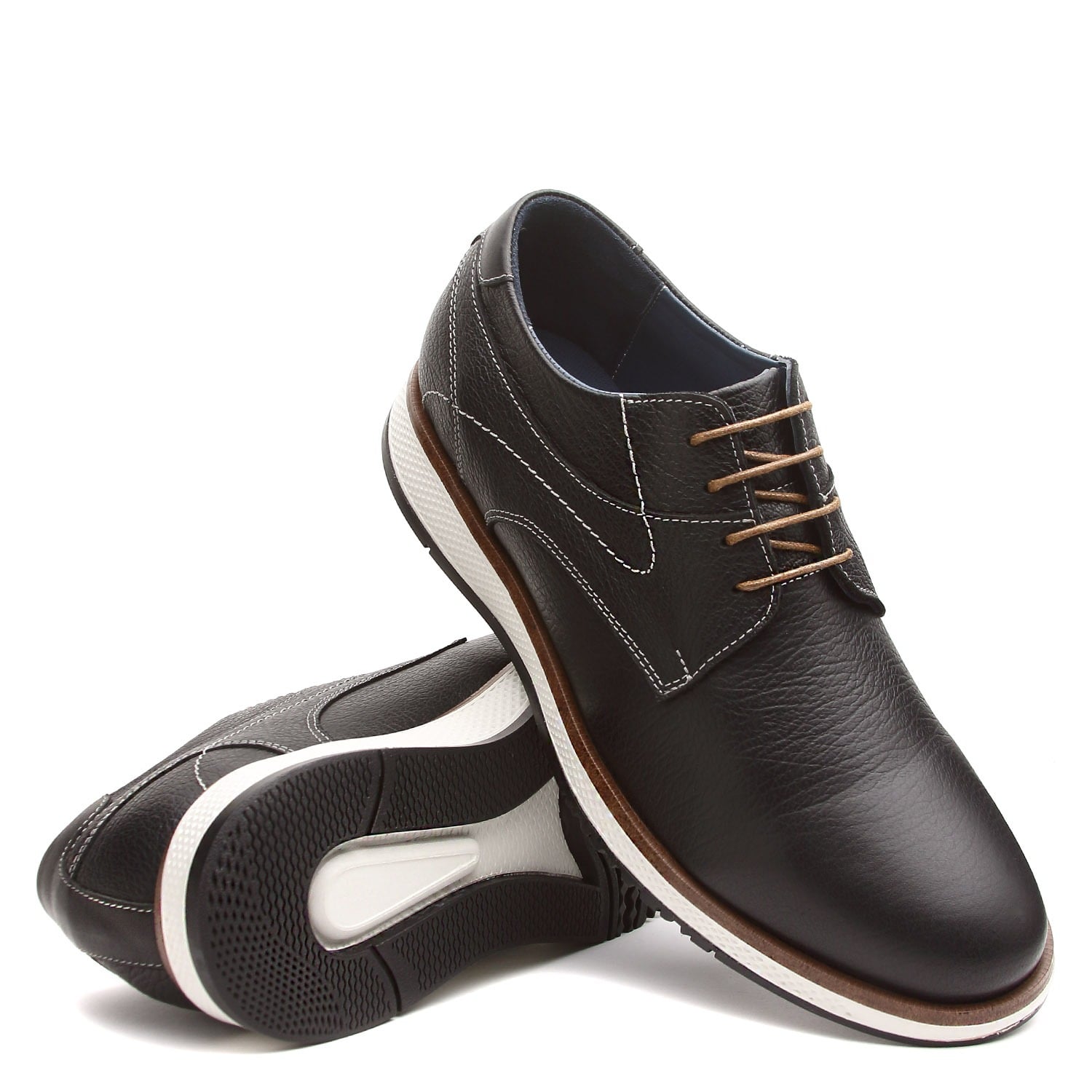 ZAPATO CASUAL HANOVER DE CUERO 100% MODELO H-2493 CRUST COLOR NEGRO - 4
