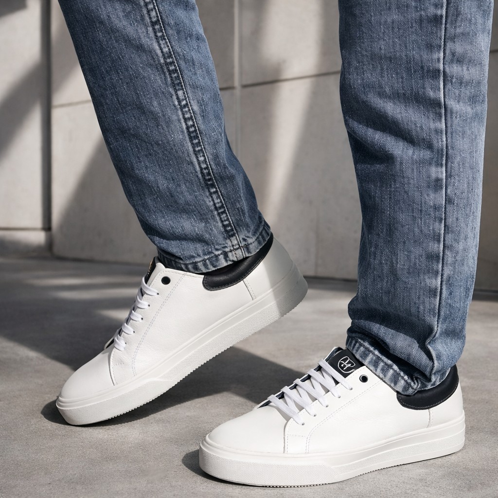 SNEAKER HANOVER DE CUERO 100% MODELO H-9406 NAPA SIENA BLANCO - 3