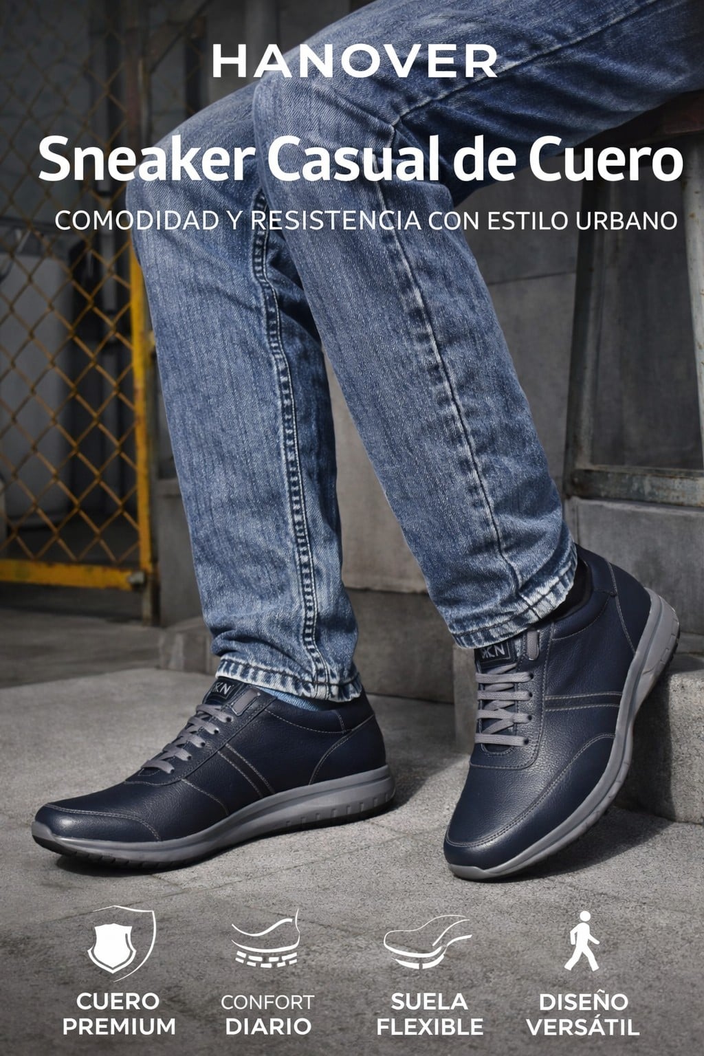 ZAPATILLA HANOVER DE CUERO 100% MODELO H-5064 NAPA SIENA AZUL - 1