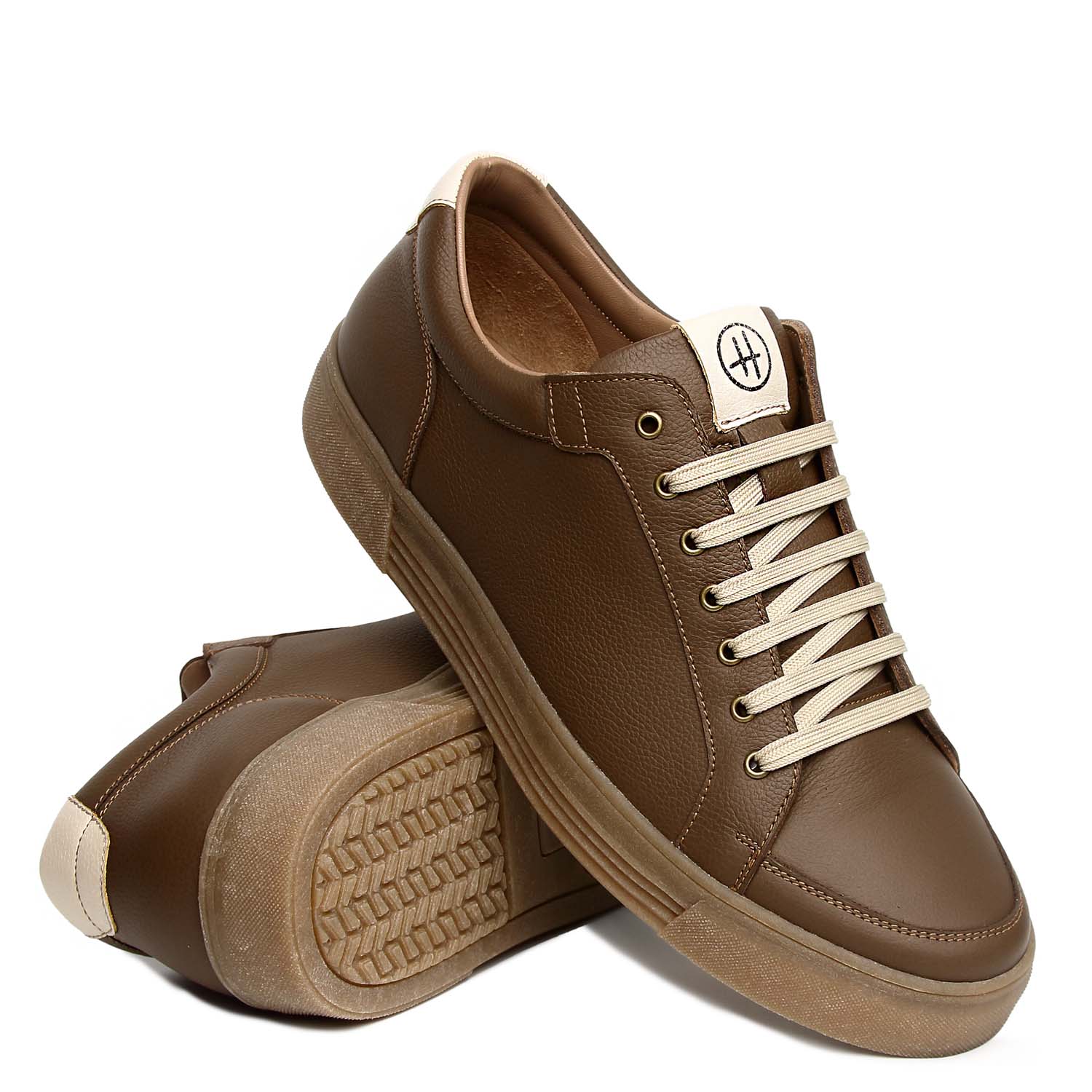 SNEAKER HANOVER DE CUERO 100% MODELO H-3055 LOGORO TAUPE - 2