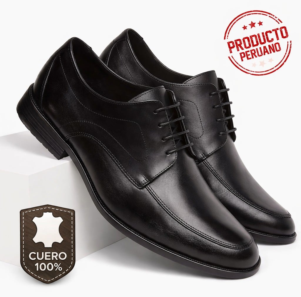 ZAPATO DE VESTIR HANOVER EN CUERO 100% H-1978N  CRUST NEGRO - 1