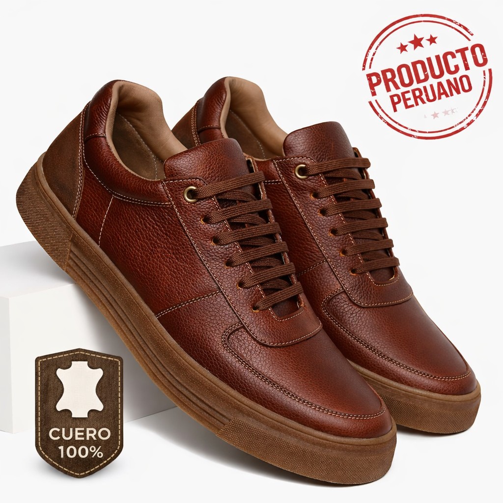 SNEAKER HANOVER DE CUERO 100% MODELO H-7143 RUSTICO ARENA - 1