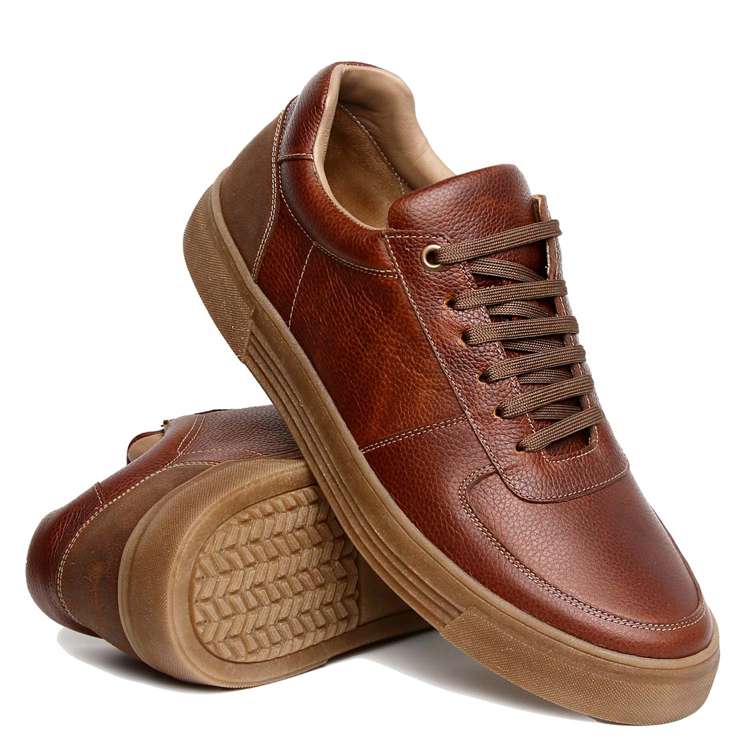 SNEAKER HANOVER DE CUERO 100% MODELO H-7143 RUSTICO ARENA - 3