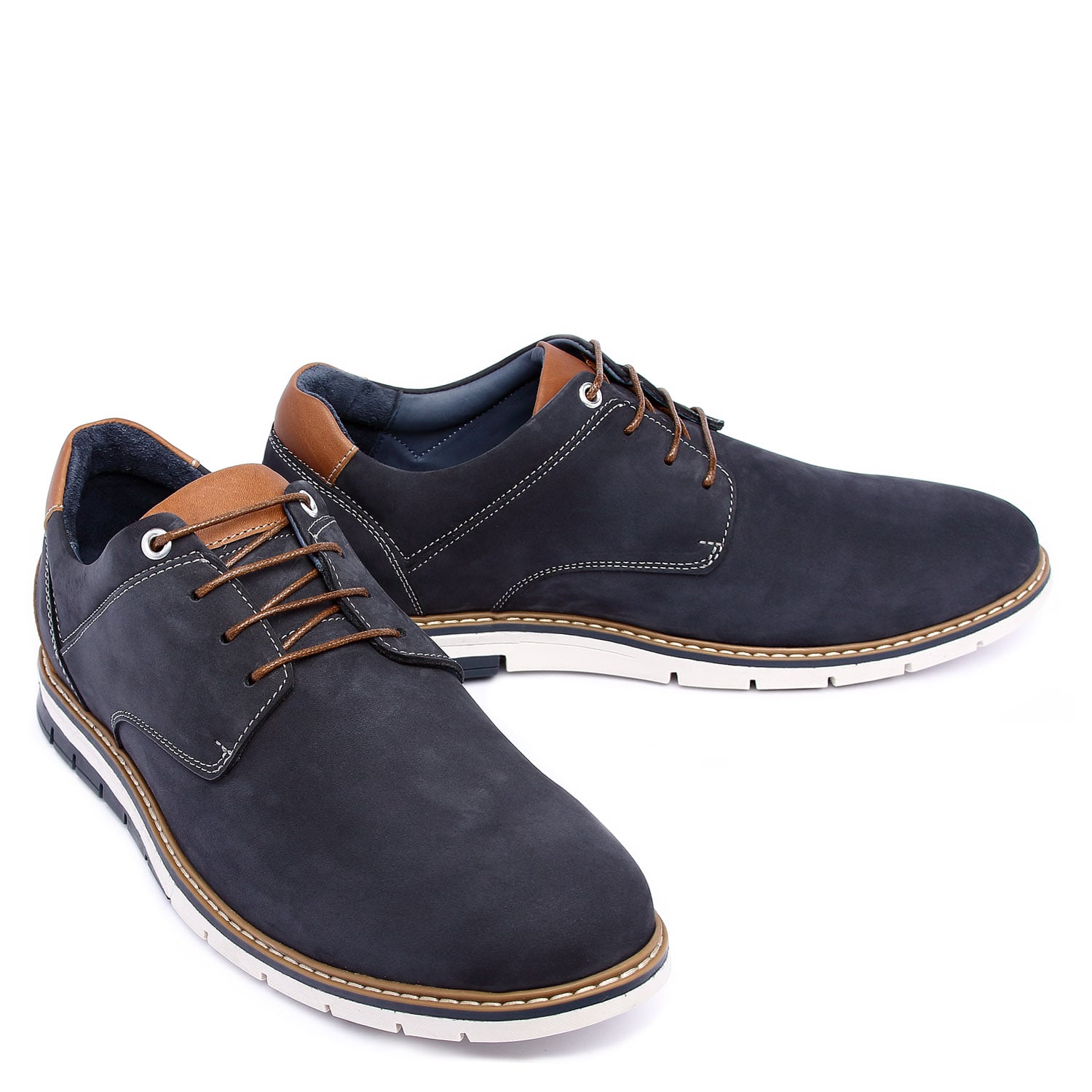 ZAPATO CASUAL HANOVER EN CUERO 100% – MODELO H-2451 NOBUCK AZUL - 2