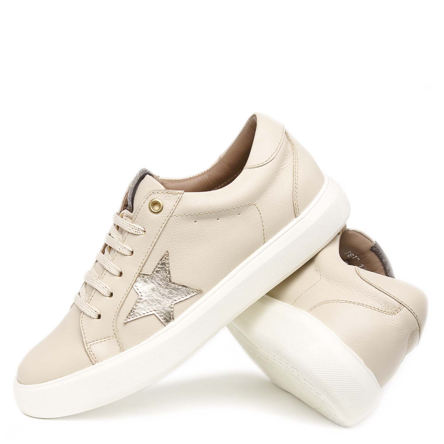 SNEAKER NUBE 100% CUERO NAPA SIENA BEIGE - 3