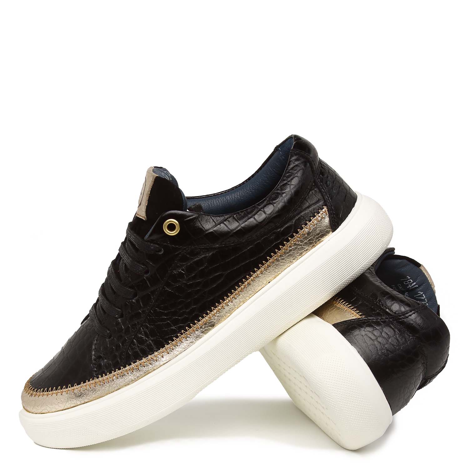 SNEAKER ONE 100% CUERO CAIMAN LUX NEGRO - 2
