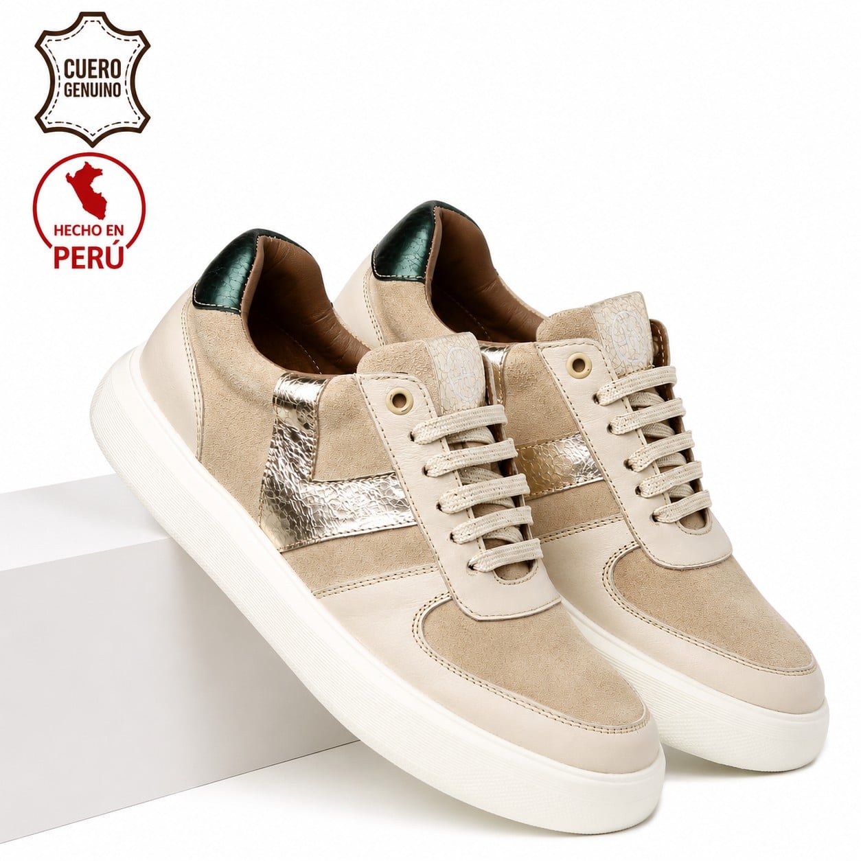 SNEAKER DAILY 100% CUERO NAPA SIENA BEIGE - 1