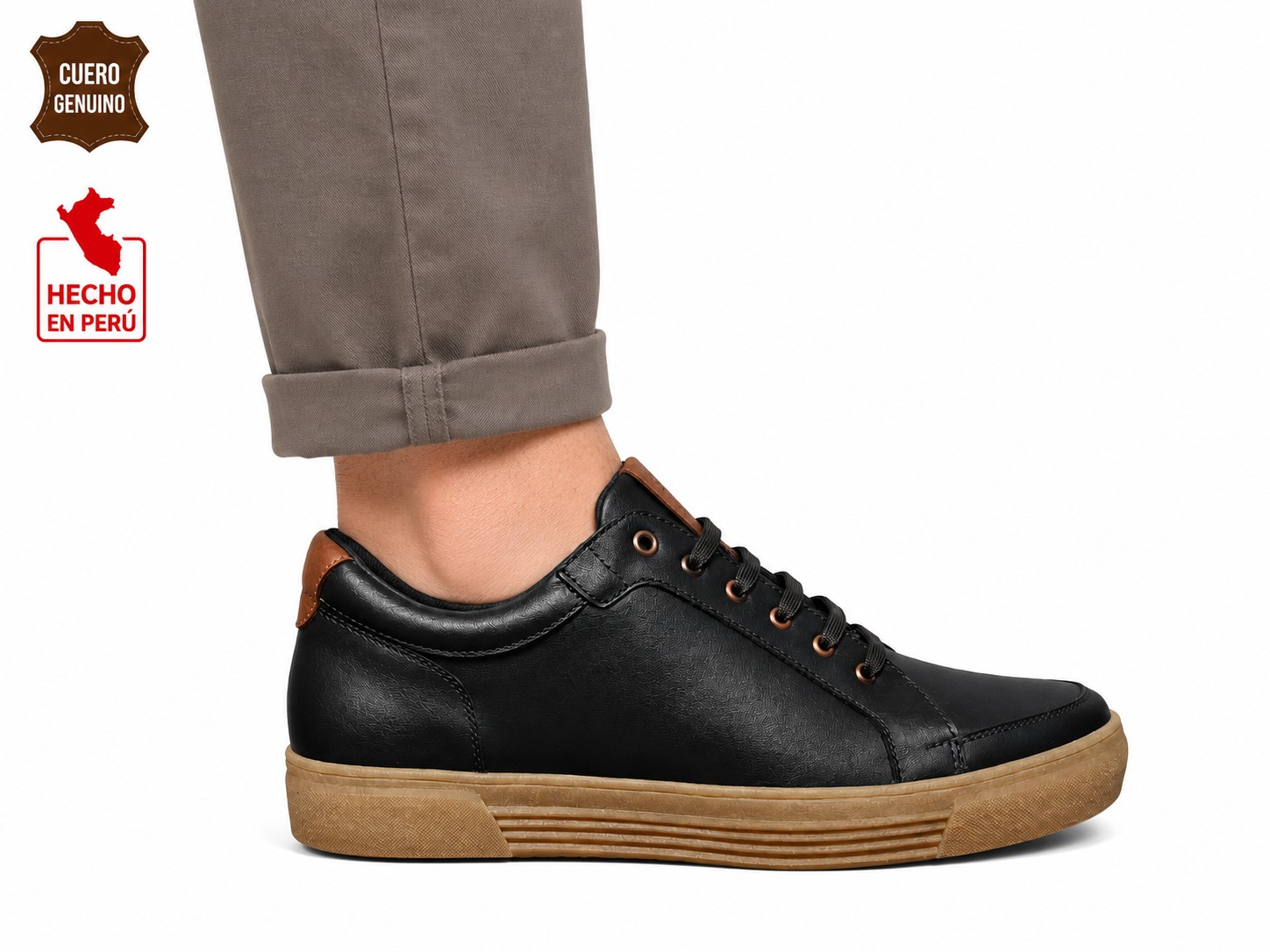 SNEAKER URBANO DE CUERO HANOVER SHOES – MODELO HAN-9406 NEGRO - 1