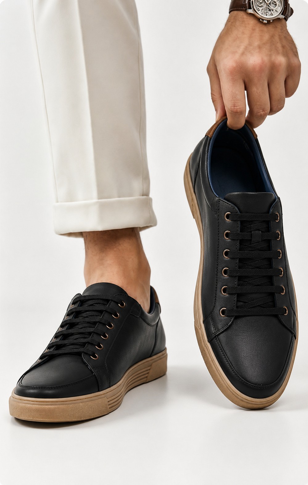 SNEAKER URBANO DE CUERO HANOVER SHOES – MODELO HAN-9406 NEGRO - 2