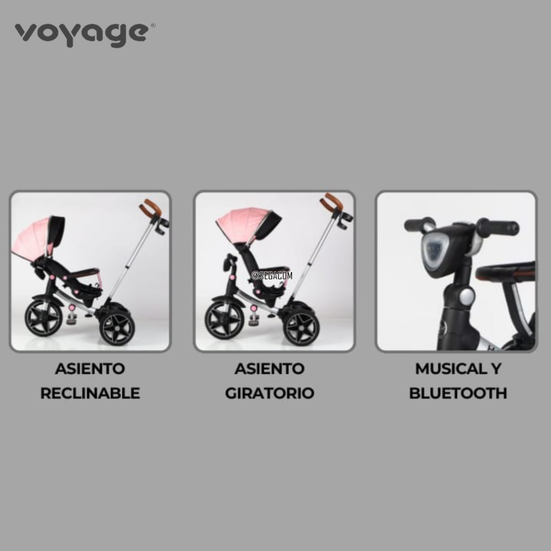 TRICICLO GIRATORIO 360° MUSICAL ERGONÓMICO -HARDY- GRIS - 2