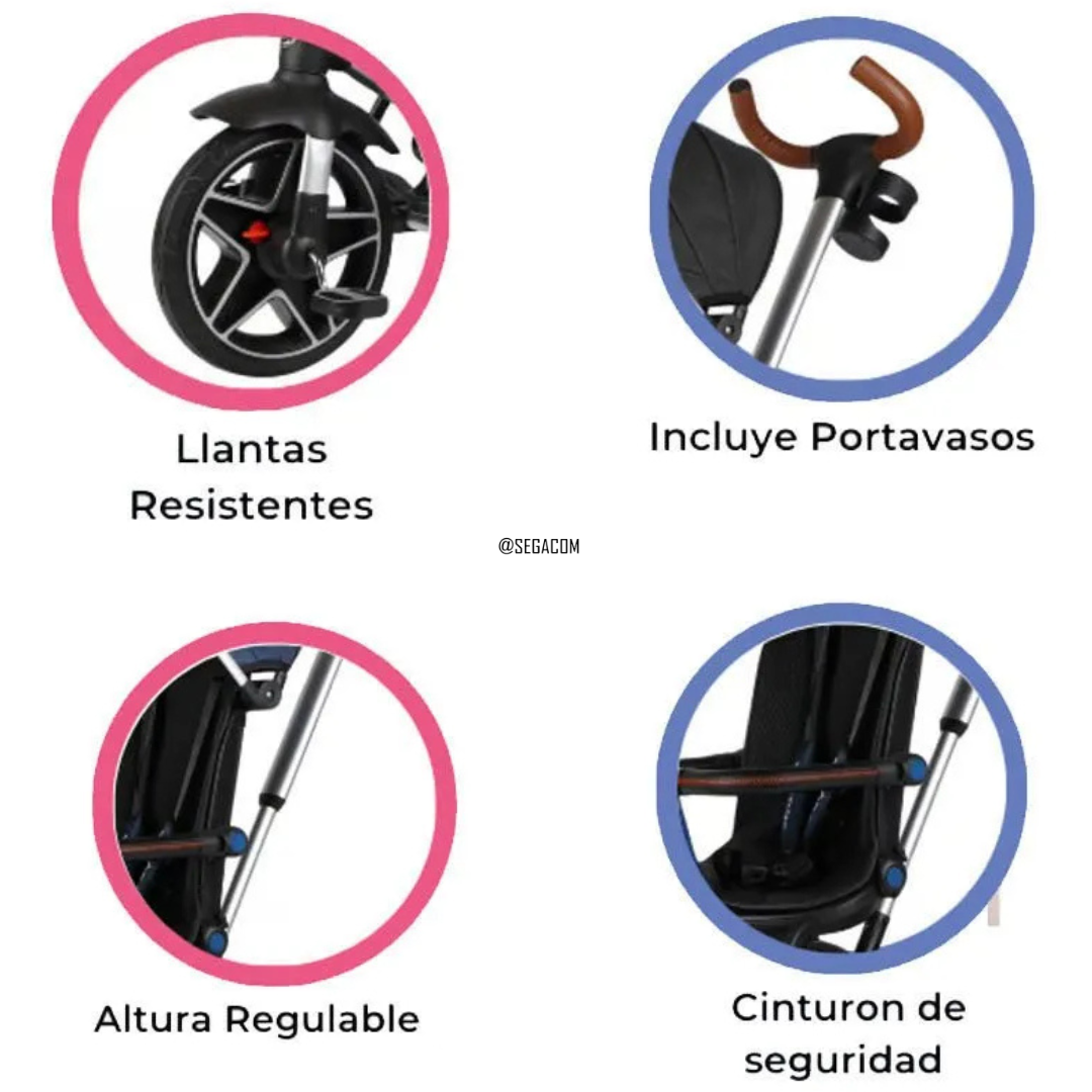 TRICICLO GIRATORIO 360° MUSICAL ERGONÓMICO -HARDY- GRIS - 4