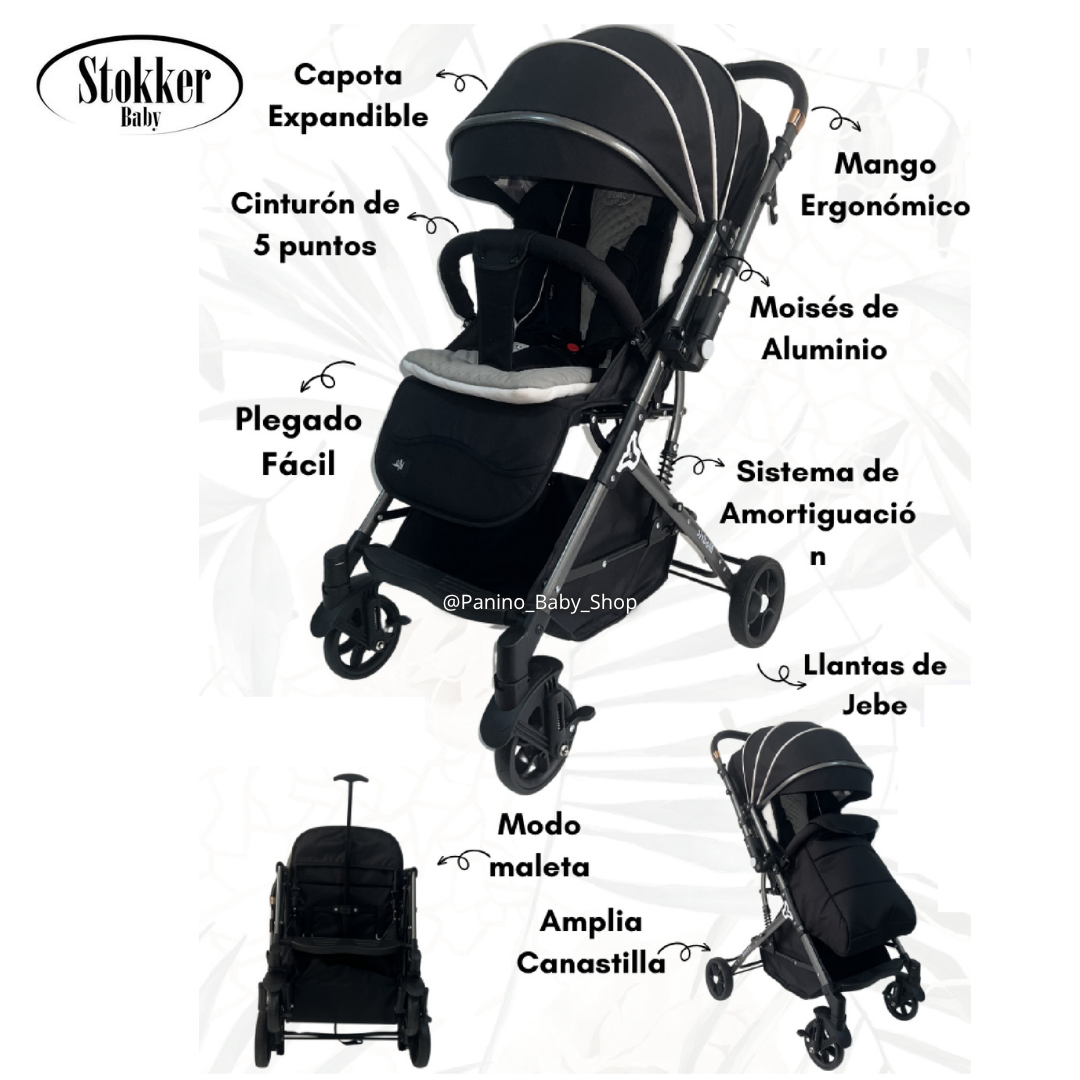 COCHE MALETA PLEGABLE STOKKER BABY -MODRIC- NEGRO - 4