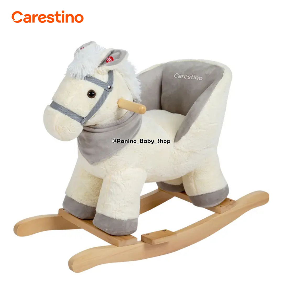 MECEDORA MUSICAL PARA BEBÉ CARESTINO -PELUCHE- CABALLO BLANCO - 1