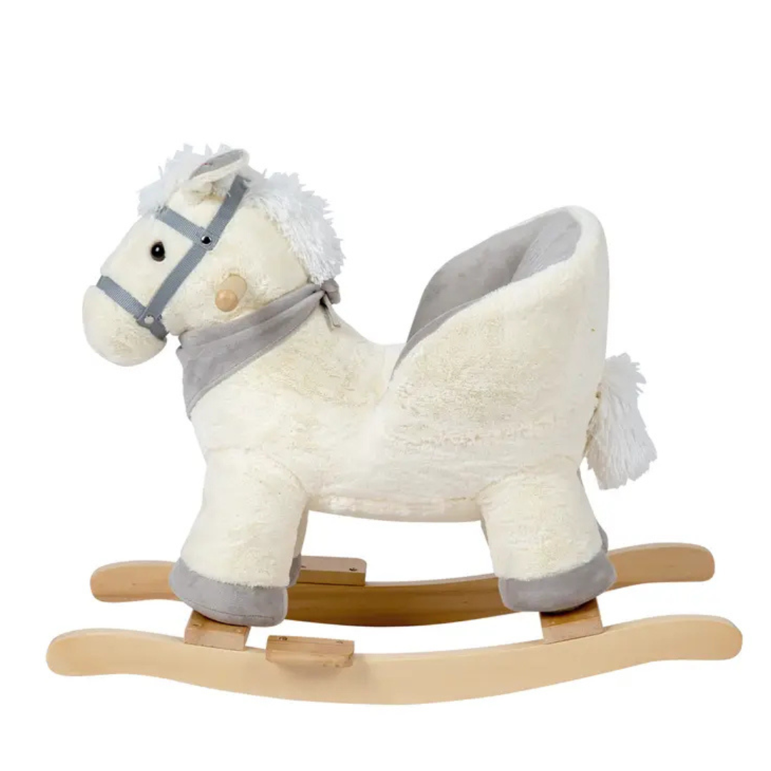 MECEDORA MUSICAL PARA BEBÉ CARESTINO -PELUCHE- CABALLO BLANCO - 3