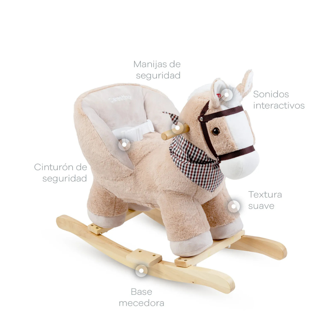 MECEDORA MUSICAL PARA BEBÉ CARESTINO -PELUCHE- CABALLO BLANCO - 5