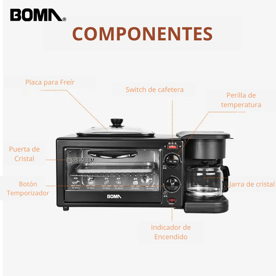 HORNO CAFETERA FREIDORA 3EN1 -BREAKFAST- BLACK - 2
