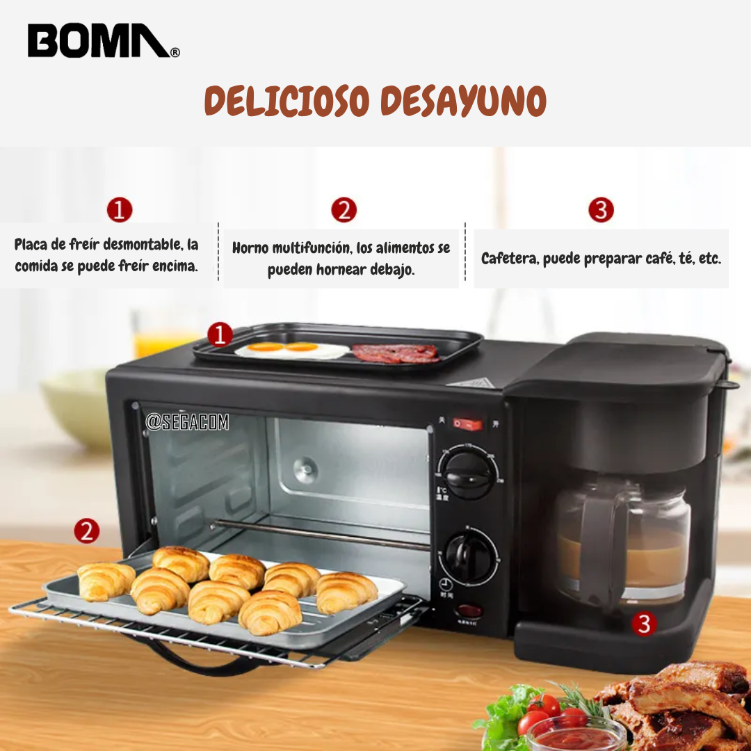 HORNO CAFETERA FREIDORA 3EN1 -BREAKFAST- BLACK - 3