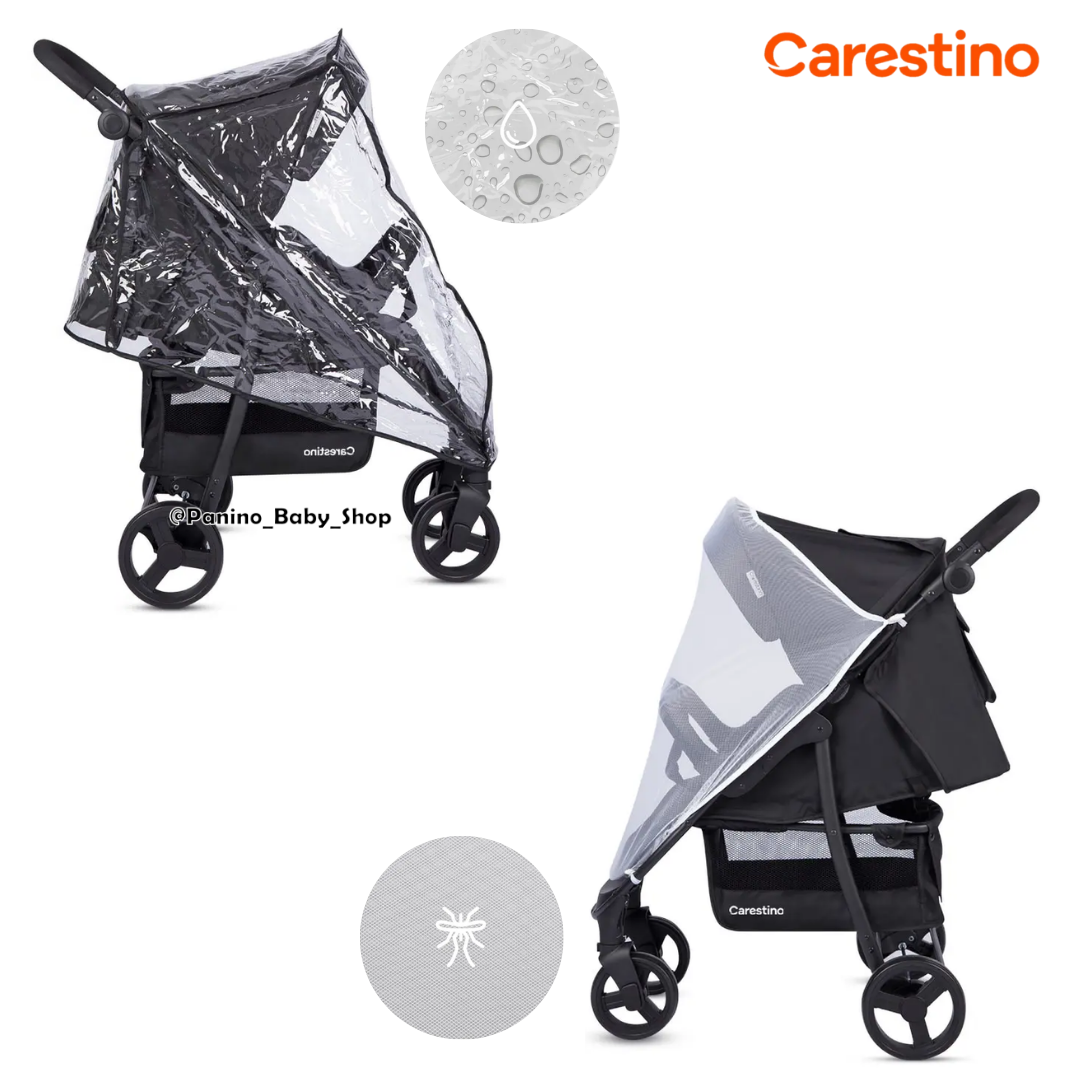 MOSQUITERO Y CUBRE LLUVIA PARA COCHE DE BEBÉ -COMBO- NEGRO - 1