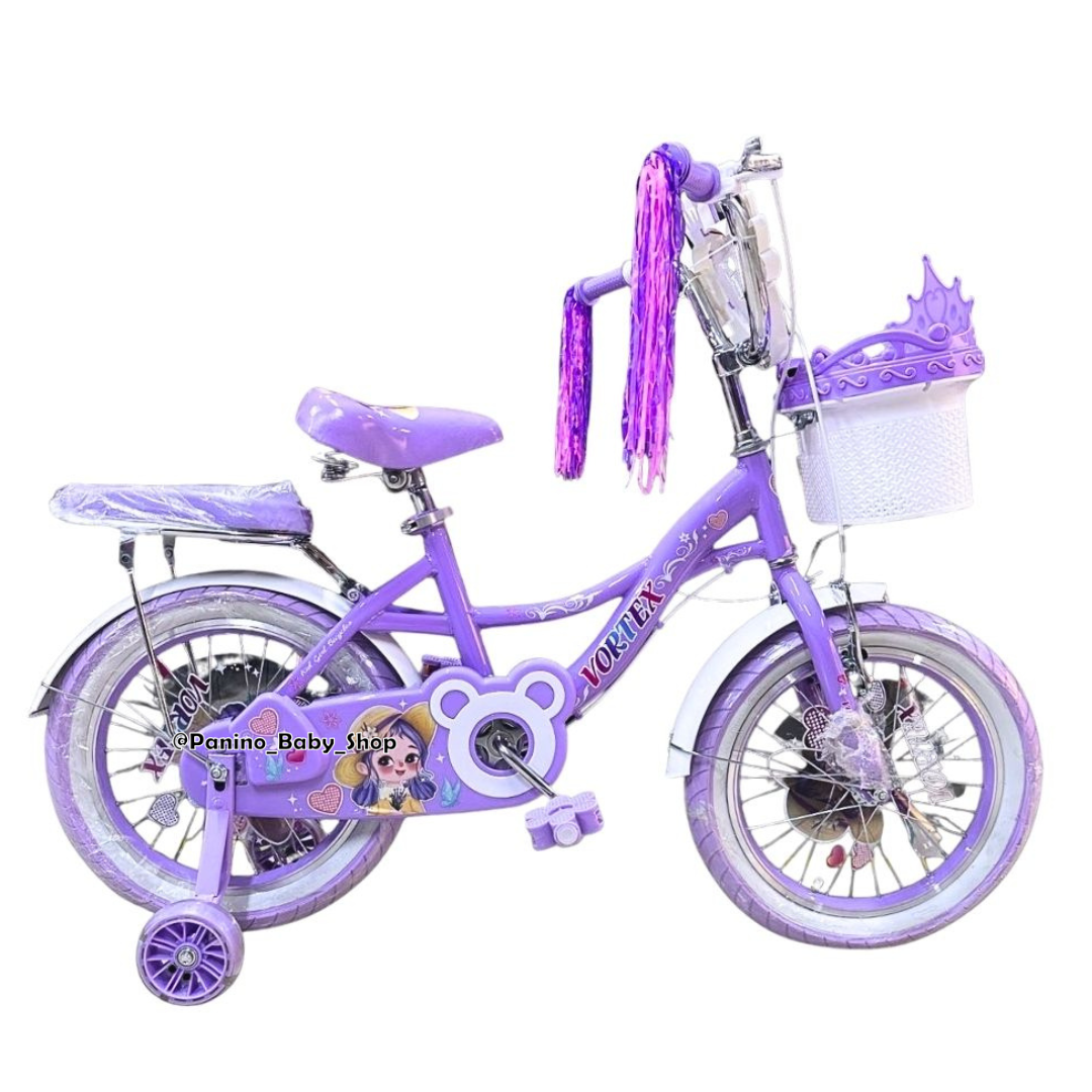 BICICLETA CAMPERA MUSICAL ARO 16 PARA NIÑAS -PRINCESA- LILA - 1