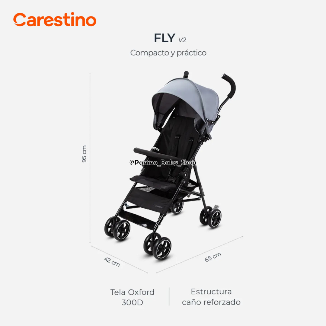 COCHE BASTÓN DE PASEO CARESTINO -FLY V2- GRIS LOBO - 2